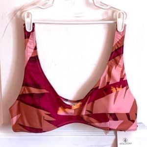 VOLCOM Simply Mesh Pink Brown Bikini Top Sz XL